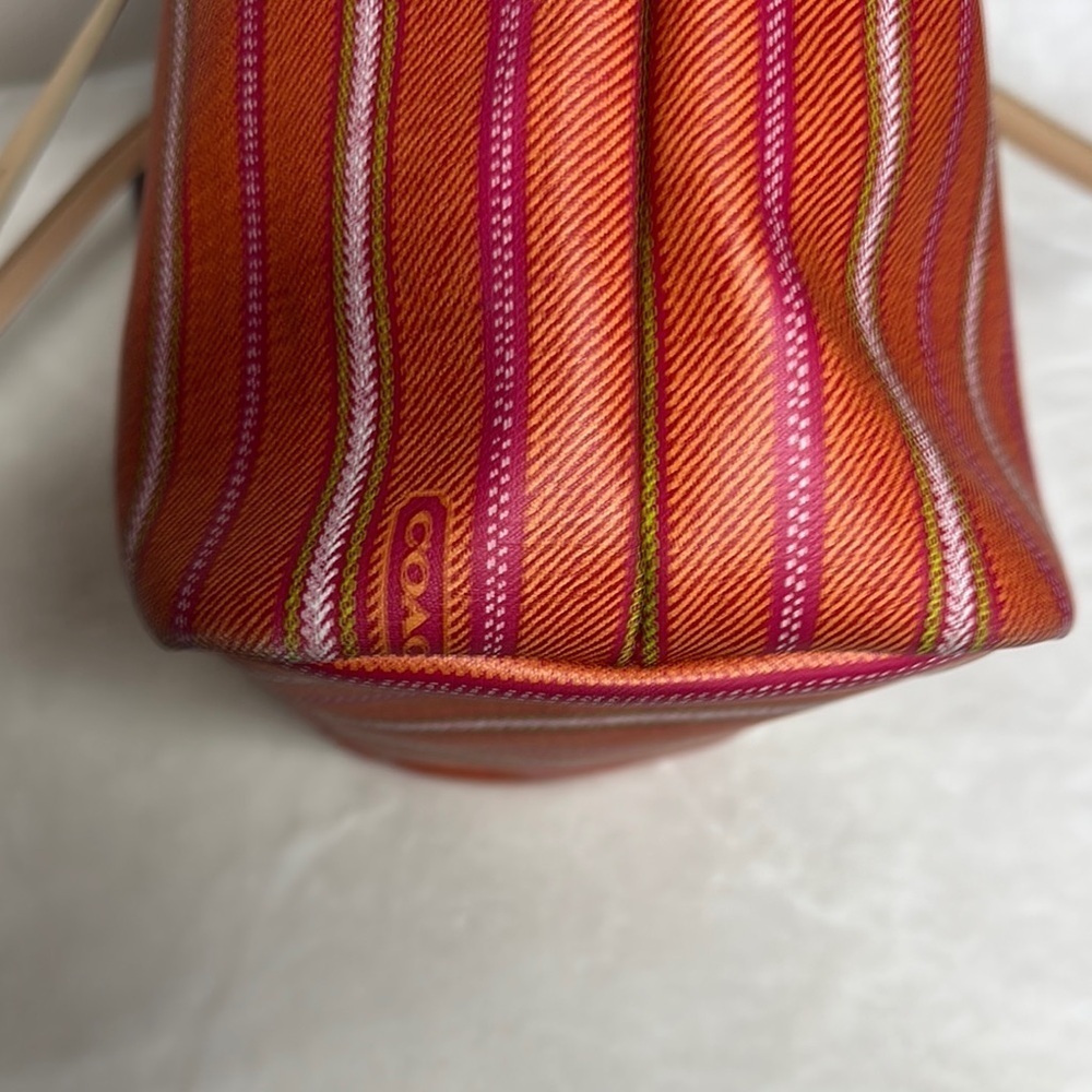 Coach Legacy Red and Cream Striped Tote - Picture 4 of 16